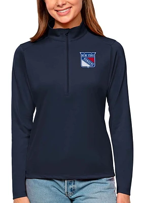 Antigua New York Rangers Womens Navy Blue Tribute Qtr Zip Pullover