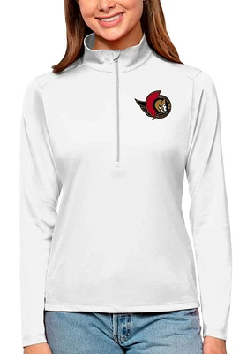 Antigua Ottawa Senators Womens White Tribute Qtr Zip Pullover