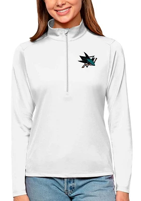 Antigua San Jose Sharks Womens White Tribute Qtr Zip Pullover