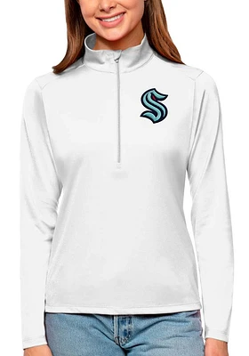 Antigua Seattle Kraken Womens White Tribute Qtr Zip Pullover