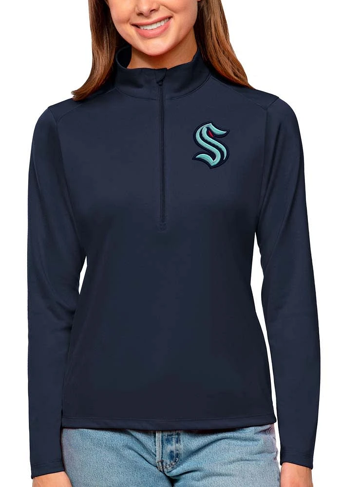 Antigua Seattle Kraken Womens Navy Blue Tribute Qtr Zip Pullover