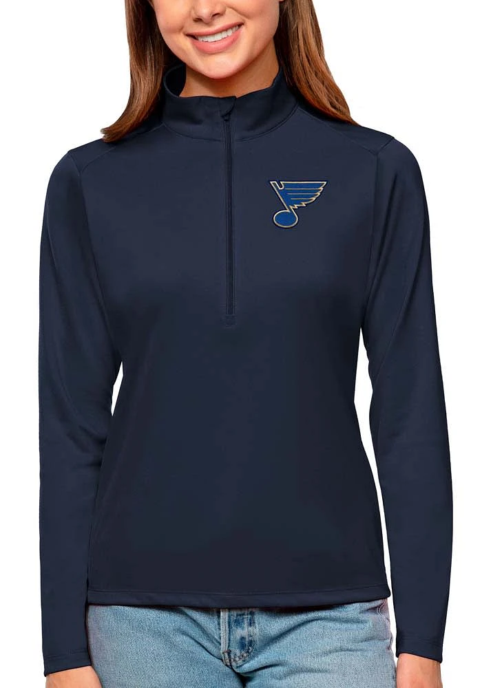 Antigua St Louis Blues Womens Navy Blue Tribute Qtr Zip Pullover