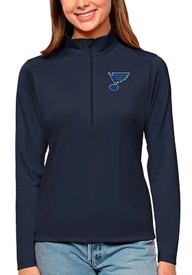Antigua St Louis Blues Womens Navy Blue Tribute Qtr Zip Pullover