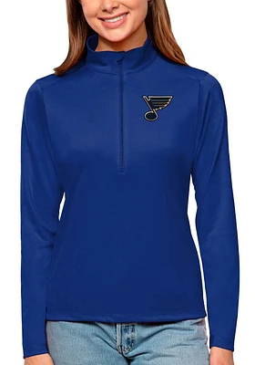 Antigua St Louis Blues Womens Blue Tribute Qtr Zip Pullover