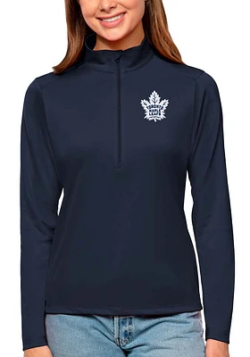 Antigua Toronto Maple Leafs Womens Navy Blue Tribute Qtr Zip Pullover