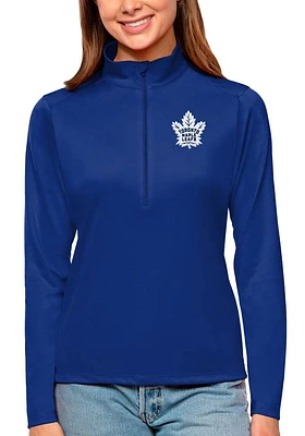 Antigua Toronto Maple Leafs Womens Blue Tribute Qtr Zip Pullover