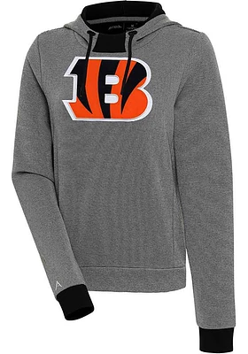 Antigua Cincinnati Bengals Womens Full Front Alternate Axe Bunker Hooded Sweatshirt