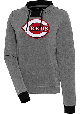 Antigua Cincinnati Reds Womens Full Front Axe Bunker Hooded Sweatshirt