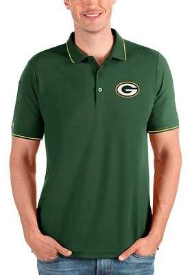 Antigua Green Bay Packers Mens Affluent Short Sleeve Polo