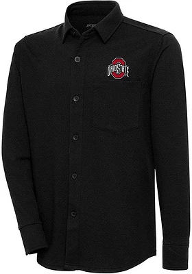 Antigua Ohio State Buckeyes Mens Black Steamer Shacket Long Sleeve Dress Shirt