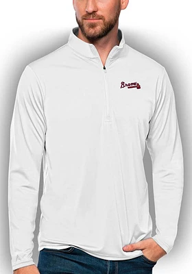 Antigua Atlanta Braves Mens Tribute Long Sleeve Qtr Zip Pullover