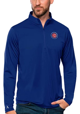 Antigua Chicago Cubs Mens Tribute Long Sleeve Qtr Zip Pullover