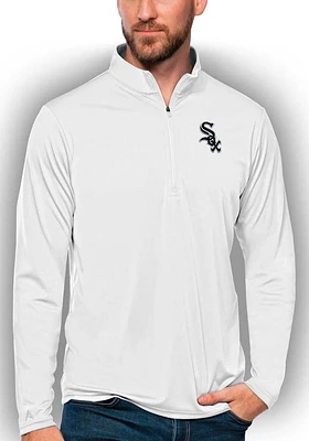 Antigua Chicago White Sox Mens Tribute Long Sleeve Qtr Zip Pullover