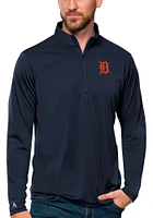 Antigua Detroit Tigers Mens Navy Blue Tribute Long Sleeve Qtr Zip Pullover