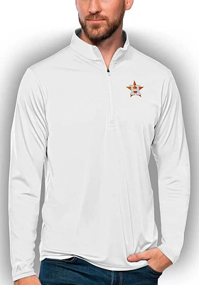 Antigua Houston Astros Mens White Tribute Long Sleeve Qtr Zip Pullover
