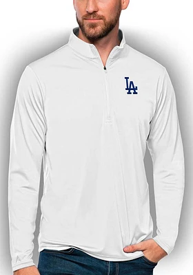 Antigua Los Angeles Dodgers Mens Tribute Long Sleeve Qtr Zip Pullover