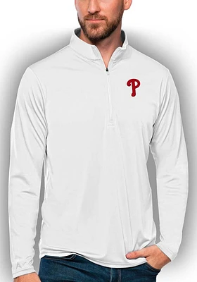 Antigua Philadelphia Phillies Mens Tribute Long Sleeve Qtr Zip Pullover