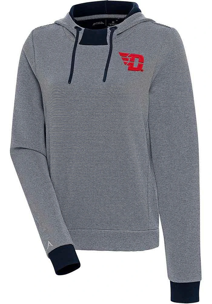 Antigua Dayton Flyers Womens Navy Blue Axe Bunker Hooded Sweatshirt