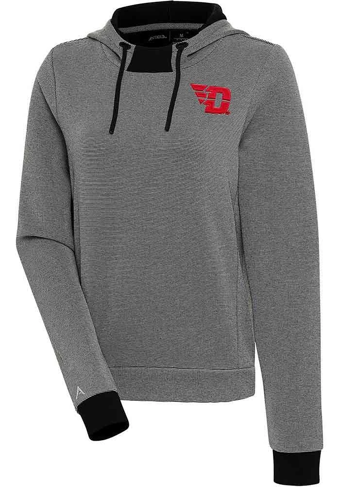 Antigua Dayton Flyers Womens Black Axe Bunker Hooded Sweatshirt