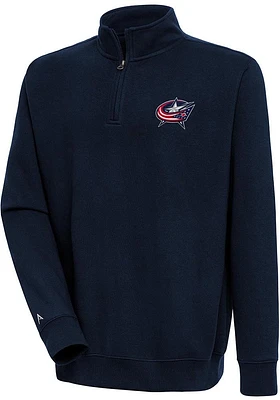 Antigua Columbus Blue Jackets Mens Navy Victory Long Sleeve 1/4 Zip Pullover