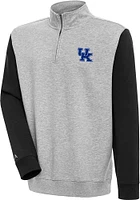 Antigua Kentucky Wildcats Mens Grey Victory Colorblock Long Sleeve 1/4 Zip Pullover