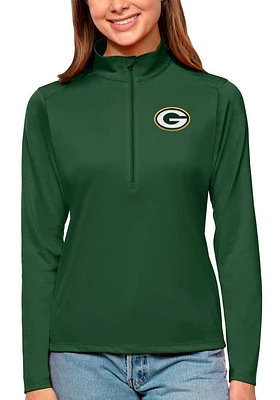 Antigua Green Bay Packers Womens Tribute Qtr Zip Pullover