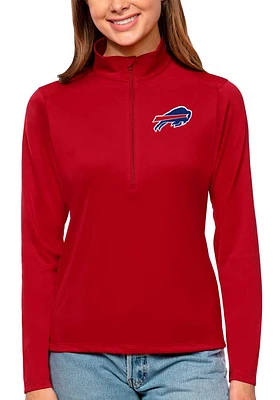 Antigua Buffalo Bills Womens Red Tribute Qtr Zip Pullover