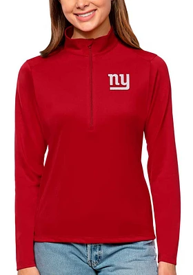 Antigua New York Giants Womens Red Tribute Qtr Zip Pullover