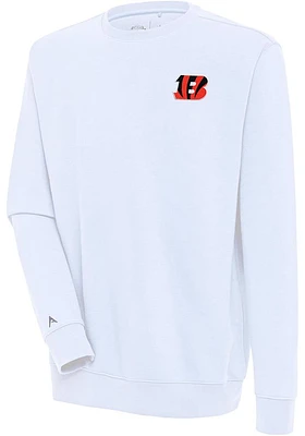 Antigua Cincinnati Bengals Mens White Victory Logo Long Sleeve Crew Sweatshirt