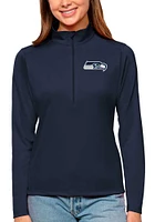 Antigua Seattle Seahawks Womens Navy Blue Tribute Qtr Zip Pullover