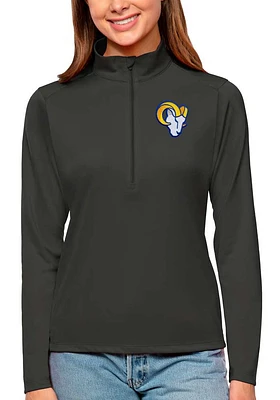 Antigua Los Angeles Rams Womens Grey Icon Tribute Qtr Zip Pullover