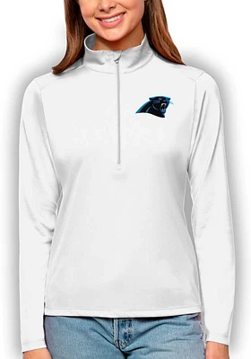 Antigua Carolina Panthers Womens White Tribute Qtr Zip Pullover
