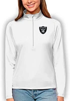 Antigua Las Vegas Raiders Womens White Tribute Qtr Zip Pullover