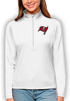 Antigua Tampa Bay Buccaneers Womens White Tribute Qtr Zip Pullover