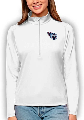 Antigua Tennessee Titans Womens White Tribute Qtr Zip Pullover