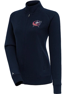 Antigua Columbus Blue Jackets Womens Navy Logo Victory Long Sleeve Full Zip Jacket