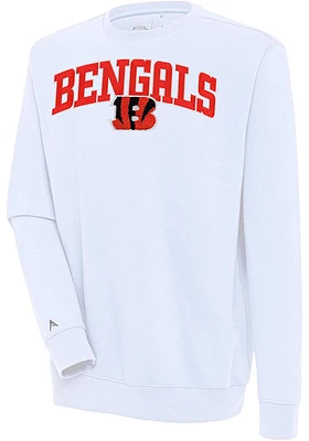 Antigua Cincinnati Bengals Mens Full Front Chain Chenille Victory Long Sleeve Crew Sweatsh