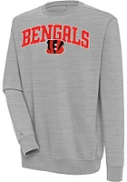 Antigua Cincinnati Bengals Mens Grey Full Front Chain Chenille Victory Long Sleeve Crew Sweatshi..