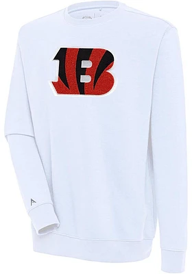 Antigua Cincinnati Bengals Mens Full Front Chenille Victory Long Sleeve Crew Sweatshirt