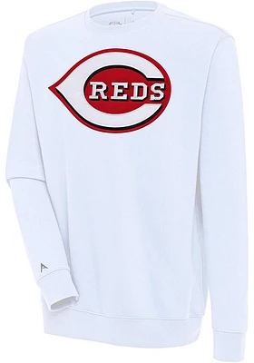 Antigua Cincinnati Reds Mens Full Front Victory Long Sleeve Crew Sweatshirt