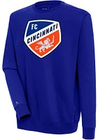 Antigua FC Cincinnati Mens Blue Victory Edition Long Sleeve Crew Sweatshirt