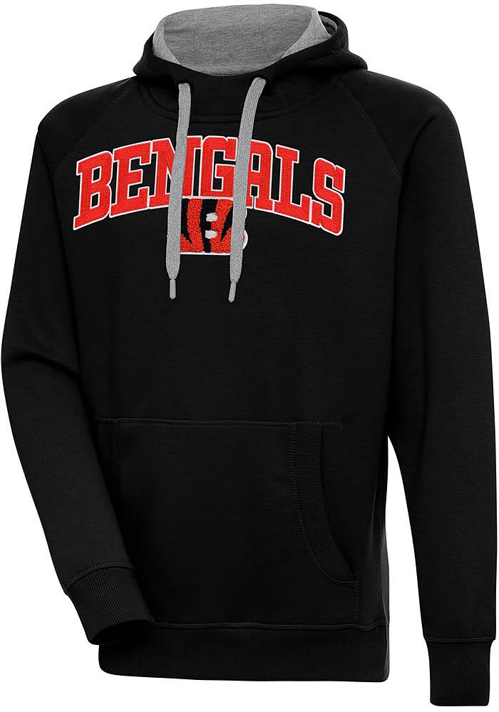 Antigua Cincinnati Bengals Mens Black Full Front Chain Chenille Victory Long Sleeve Hoodie