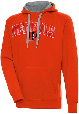 Antigua Cincinnati Bengals Mens Orange Chenille Victory Long Sleeve Hoodie