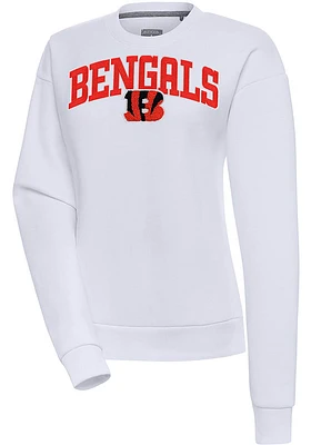 Antigua Cincinnati Bengals Womens Full Front Chain Chenille Victory Crew Sweatshirt