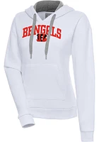 Antigua Cincinnati Bengals Womens Chenille Logo Victory Long Sleeve Pullover