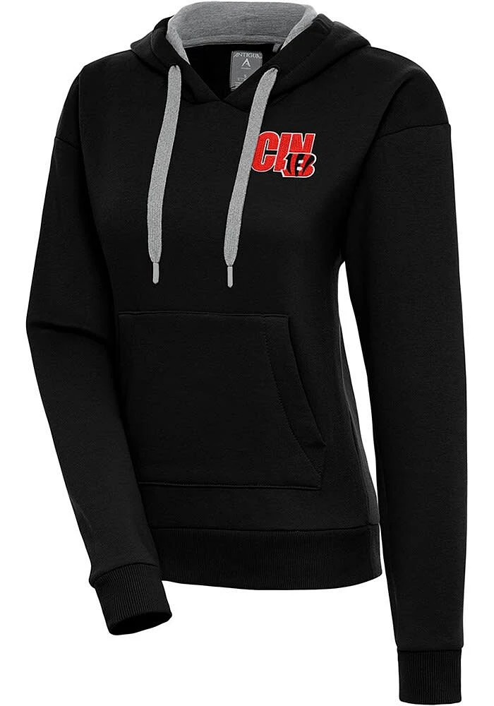 Antigua Cincinnati Bengals Womens Black Victory Edge Hooded Sweatshirt