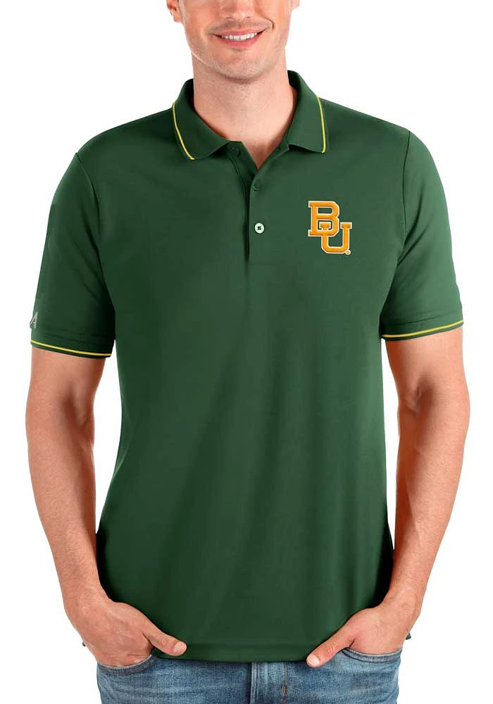 Antigua Baylor Bears Mens Green Affluent Short Sleeve Polo