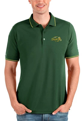 Antigua North Dakota State Bison Mens Green Affluent Short Sleeve Polo