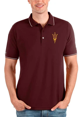 Antigua Arizona State Sun Devils Mens Maroon Affluent Short Sleeve Polo