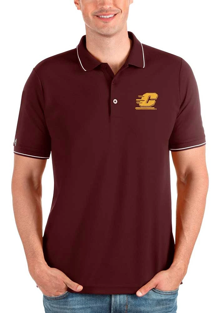 Antigua Central Michigan Chippewas Mens Maroon Affluent Short Sleeve Polo